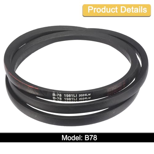 Image of uxcell 3 Pack B78 Classic Wrapped V-Belt, 81 inch Outside Circumference, Black Industrial Rubber V-Belt