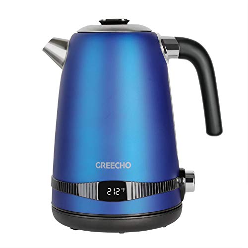 GREECHO 17L Electric Kettle Temperature Control 1100W Digital Hot Water Boiler with LED Display 7 Heat Settings Keep Warm Cordless 304 Stainless Steel Kettle Offers Overheat Boil-Dry Protection
