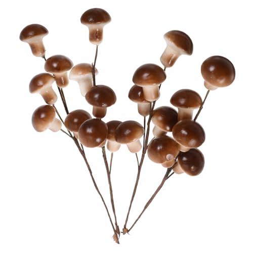 KONTONTY 4 Pezzi Funghi Artificiali 5 Rami in Schiuma Decorativi Per Giardino Delle Fate, Accessori Leggeri Per Interni e Feste, Ornamenti Miniatura a Forma Di Fungo Per Micro Paesaggi e Vasi