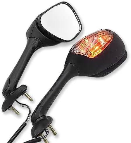 HTTMT MT057-MBK+SM(ZX) Espejo de señal de giro integrado con lente ahumada negra compatible con Suzuki GSX-R 600 750 2001-2015 GSX-R 1000 2006-2015