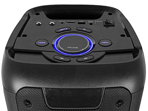 Trevi XFest XF 600 KB Tragbarer Lautsprecher mit 80W Verstärkung, Wireless Musikbox mit Dynamischem Mikrofon für Karaoke, USB-Anschluss, Micro SD, AUX-IN, Eingebauter Akku, Blaue LED Anzeige