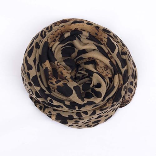 Chiffon Leopard Long Scarf for Women Summer Leopard Print Bikini Wrap Shawl Light Neck Scarf ZWJ083