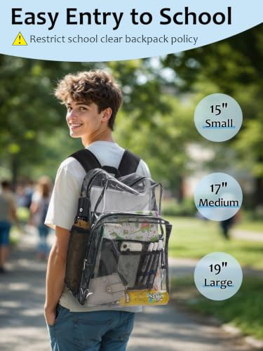 Image of Clear Backpack for School, Heavy Duty Transparent Bookbag