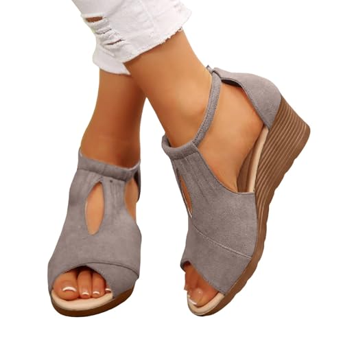 Womens Wedge Sandal Wide Width Open Toe Buckle Ankle Strap Espadrilles Flatform Wedge Casual Sandal Beach Vacation Shoes2