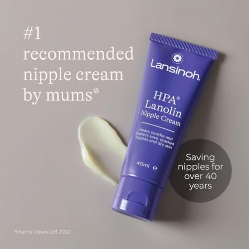 Lansinoh HPA Lanolin Nipple Cream For Cracked, Dry and Sore Nipples, Breast Feeding Moms, 100% Natural, Soothing, Tasteless & Odourless, Clinically Tested, Safe For Baby, Maternity Essentials, 40ml