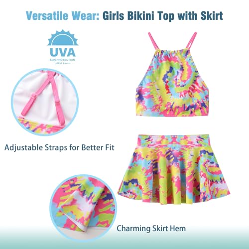 Image of Girls 3 Piece Swimsuits for Teen Girls Bikini Set with Skirt Hawaiian Bathing Suits Beach Swimwear 3-16 Years