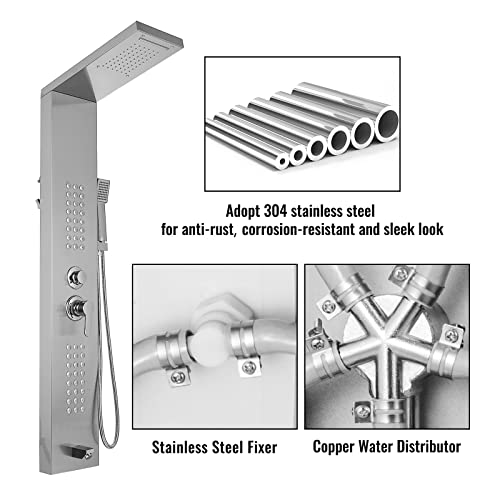 Hydromassage cascade et douchette noire contre le stress du dos
