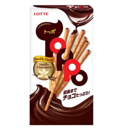 Lotte Toppo Vanilla Pretzel Filled with Chocolate Cream, 1.41 Ounce (Pack of 4)