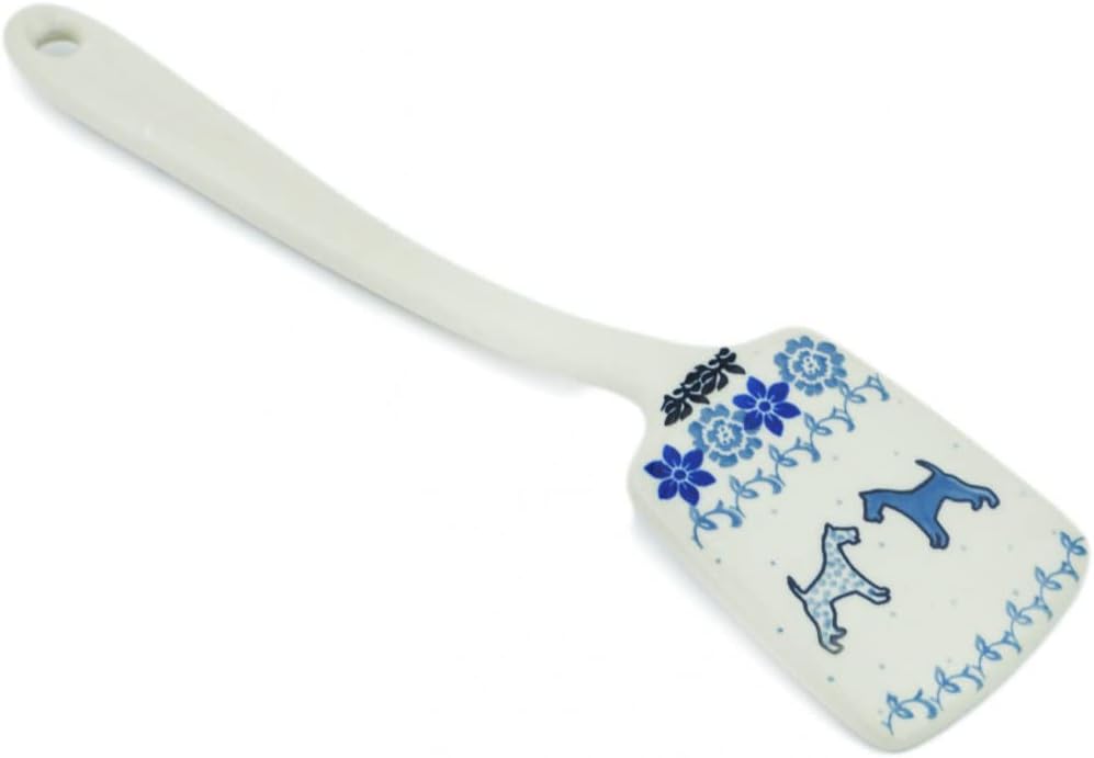 Polmedia Polish Pottery Spatula - Schnauzer Sweetness Pattern Handmade in Boleslawiec Poland by Ceramika Artystyczna + Certificate of Authenticity