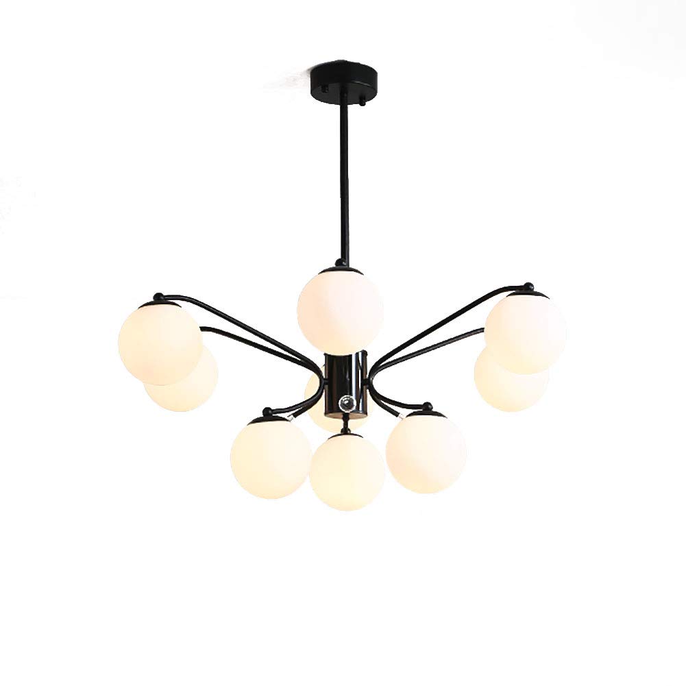 Lustre en verre créatif et chic doté de douilles E27 pour grand salon au style épuré
