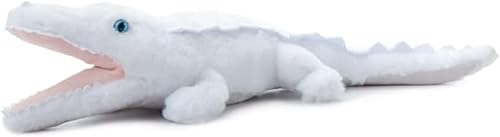 The Petting Zoo Peluche de cocodrilo blanco y ojos azules, regalos para niños, animales salvajes del zoológico Onez, juguete de peluche de cocodrilo