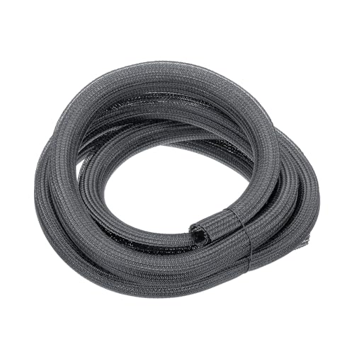 MECCANIXITY Split Sleeve Wire Loom Braided Sleeve 1-1/8" 10Ft Grey