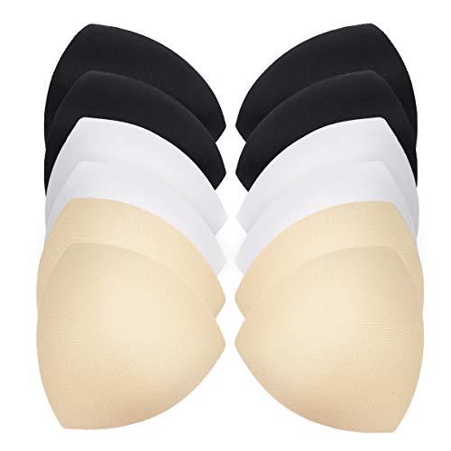 6 Pares de Almohadillas para Sujetador Inserciones de Copas para sujetador Almohadillas, de Bikini Rellenos de Sujetador Almohadilla de Empuje, 3 Colores, Forma de Triángulo