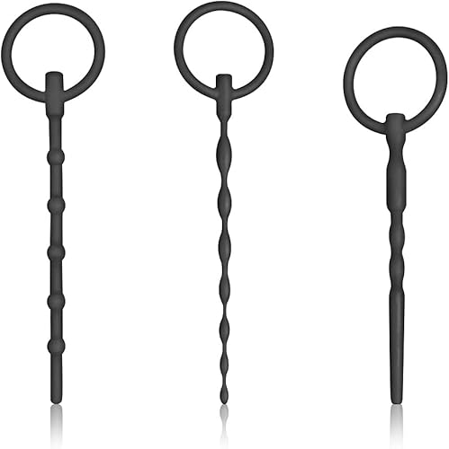 Urethral Sounds Multi Beads Uretral - 3 tapones de silicona para el pene con dilatadores uretrales de diferentes tamaños para estimulación de