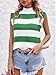 Saodimallsu Womens Striped Sweater Vest Sleeveless Mock Neck Cap Sleeve Ribbed Knit Summer Crop Tops Green