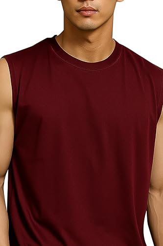 Image of JUGULAR Tank Tops Sleeveless T-Shirt for Men Gym Wear Vest Solid Stylish Round Neck Running for Sports Workout Fitness & Casual or Beach Wear