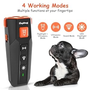 New 2024 Bark Deterrent Device for Dogs, Professional Ultrasonic Tool for Dog Training, Alternative to Bark Collar, 2 Ultrasonic Modes with LED Flashlight, Adjustable & Rechargeable (Travel)
