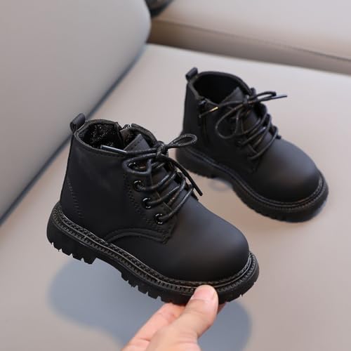 IWIHMIV Girls Ankle Boots Non Slip Lace Up Short Boots Outdoor Comfortable Slip on Platform Booties for Toddler3