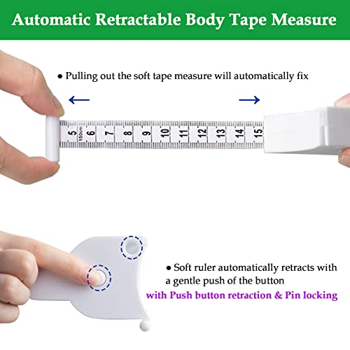 Tape Measure Body Measuring Tape - Waist Measuring Tape 60Inch/150Cm, Measuring Tape For Body Measurements, Automatic Retractable Body Tape Measure For Sewing, Weight Loss, Fitness, Tailor (White) #TOP1