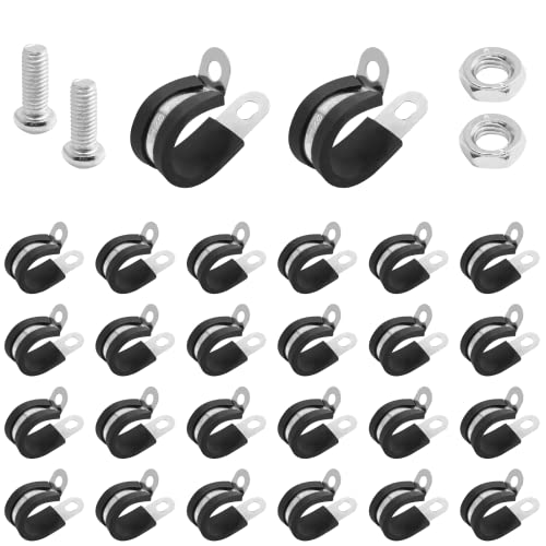 Bivethoi 24 Pack 3/4"(20Mm) 304 Stainless Steel Cable Clamp, Rubber Cushioned Insulated Clamp With M6*16 Fixing Bolts, Metal Clamp, Pipe Clamp For Tube Or Wire Cord Installation #TOP17