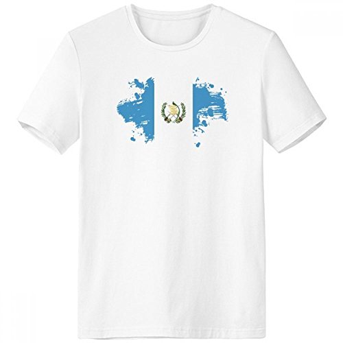 T-shirt Guatemala Homme Blanc Col Rond Motif Drapeau Amérique du Nord Sport S