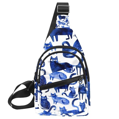 Sac à dos à bandoulière chats bleus réglable pour sport et voyage