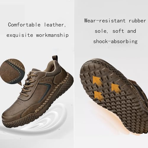 PURCHAWEE Men Leather Casual Walking Driving Shoes Handmade Stitching Breathable Lightweight Slip On Loafers Ankle Chukka Boots Fashion Sneakers2