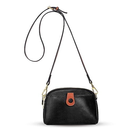 Piel Negra Bandolera Piel Mujer Bolso Negro Con Solapa Y Cadena
