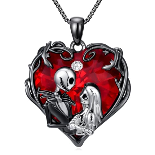 Collier de cauchemar Jack et Sally, le symbole de l'amour éternel en argent