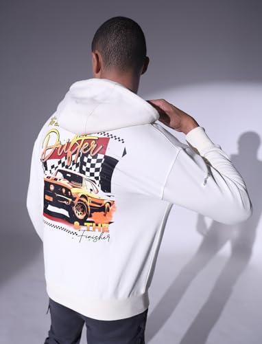 Image of Hubberholme White Men Oversized Hooded Sweatshirt HHMSSW23008 WH