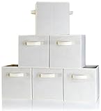B&C Home Goods Dual Handle Storage Cubes - Set of 6 Beige Container Bins
