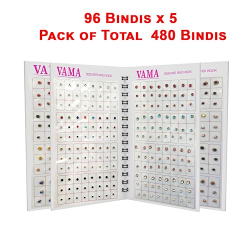 Image of VAMA Fashions Multicolour Stone Self Adhesive Kumkum Bindis Sticker Bindiya Bride Groom Forehead Bindi Spiral Book Booklet for Women & Girls (Multi Size Bindi Book)