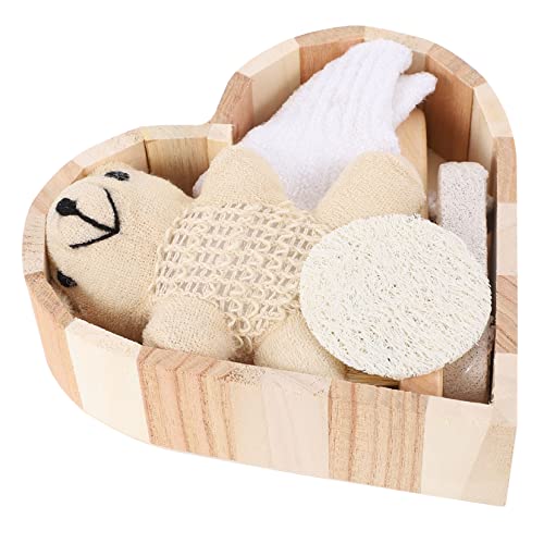 Vaguelly 1Set Heart Shaped Present Box Bathing Set Fashionable Bath Tool Kit Scrubber Kit for Exfoliation Relaxing Spa Experience for Men and Women