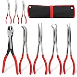 ABN 11in Plier 8-Piece Set – Long Reach Circle, Power Diagonal Cutting, S-Shape, Angled, and Straight Nose Pliers