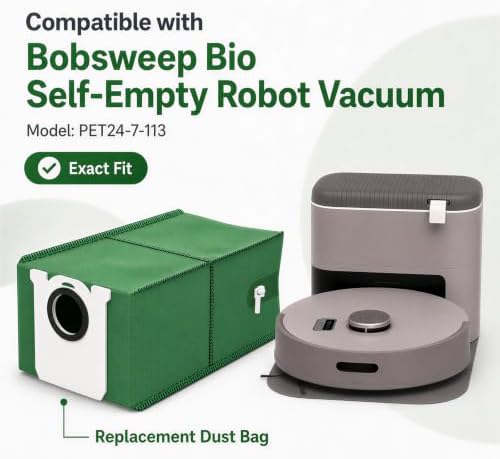6-Pack 3.0L Reusable Dust Bags Compatible with bObsweep Bio Self-Emptying Robot Vacuum, Replacement Vacuum Bags for PET24-7-113 - 1