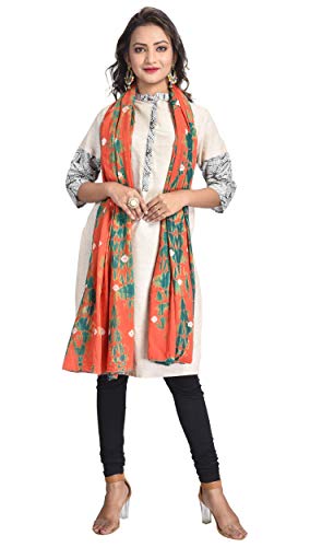 Image of Women's Pure Cotton Multi-Colored Traditional Authentic Tie Dye with Bandhej Bandhani Dupatta Chunni