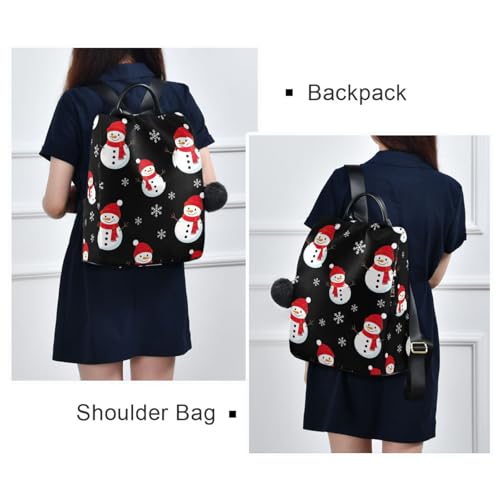Mochila negra de mujer con muñecos de nieve para proteger tus pertenencias con comodidad 7