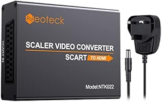 Neoteck Aluminum SCART To HDMI Converter 1080P SCART to HDMI Adapter + 3.5mm Headphone Stereo Audio Video Adapter with UK Power Adapter for Smartphones to HDTV STB PS3 Sky DVD Blu-ray