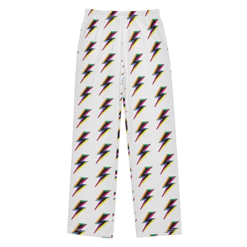 Boys' Pants Colorful Lightning Bolt Long Bottoms Jogger Pants Elastic Waist Trousers with Pockets S-XL