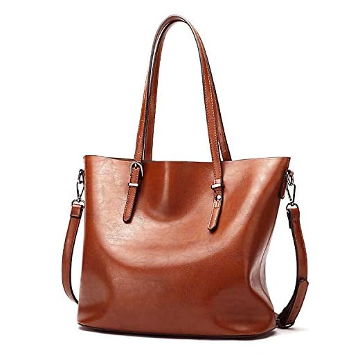 Czemo Bolsos de Mujer de Piel Bolso Tote Grande Bolso Bandolera de Cuero Bolsa de la Compra (Marrón)