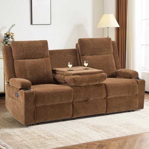 DuraPella Sofa Review: Comfort and Convenience Essentials 8 RIHEREFY Large Recliner Couch with Console,RV Loveseat Reclining Couch with Drop Down Table/ 4 Cup Holder/Hidden Storage, Wall Hugger Recliner Sofa for Living Room & Home Theater & RV(Brown)