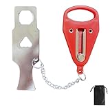 Kitekorosso ポータブルドアロック 内開き専用 収納袋付き 旅行 ホテル 自宅 防犯グッズ 後付け 内鍵 チェーン 携帯ドアロック チャイルドロック セキュリティ (レッド)