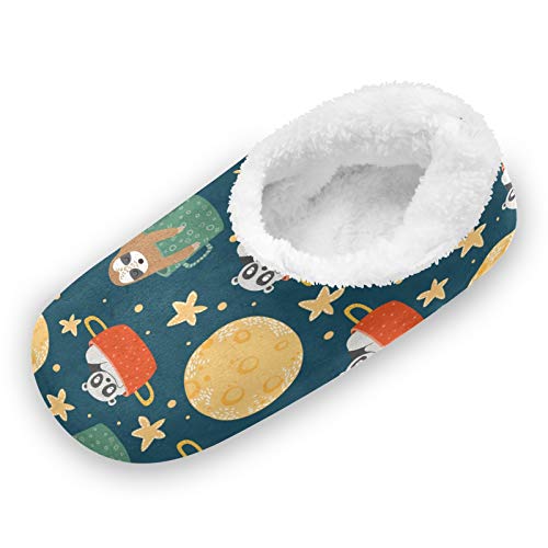 TropicalLife LUCKYEAH - Pantuflas para casa de animales perezosos, diseño de lémur y estrella, para mujeres, hombres, pies peludos, cómodos, cálidos, de espuma viscoelástica, para interiores