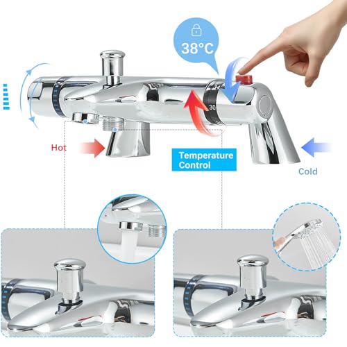 Mitigeur thermostatique douche fixation murale baignoire chrome Rozin