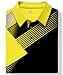 JACKETOWN Mens Polo Shirts Short Sleeve Print Dry Fit Performance Moisture Wicking Casual Collared Golf Shirts Black and Yellow