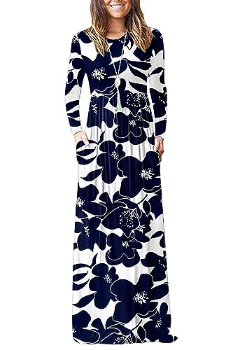 Image of AUSELILY Women's Classic Long Sleeve Dress Loose Plain Long Casual Maxi Dresses with Pockets 2026