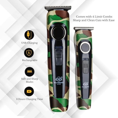 Image of Herald Hair Trimmer | USB Rechargable | 3 Hrs Charge for 100 Minutes Use | Trimmer for Men | 2 Comb Attachment