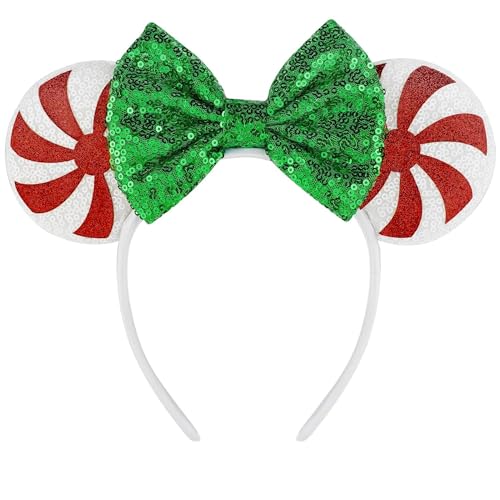 YUNISS Christmas Mouse Ears Headbands,Sequin Mouse Ears for Women Girls Princess Dress Accessories Decorations Party (TG-GZT)