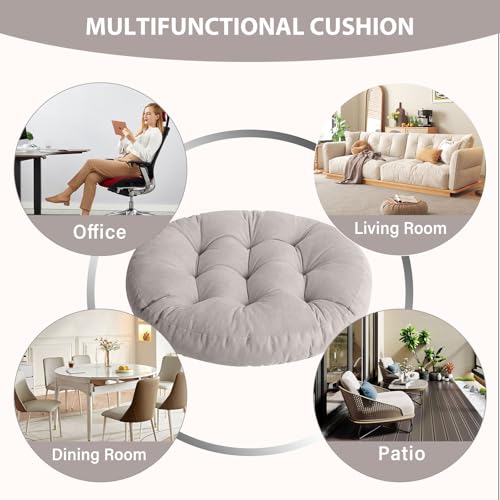 Tiita Floor Pillows Cushions Round Chair Cushion Outdoor Seat Pads for Sitting Meditation Yoga Living Room Sofa Balcony 22x22 Inch, Grey