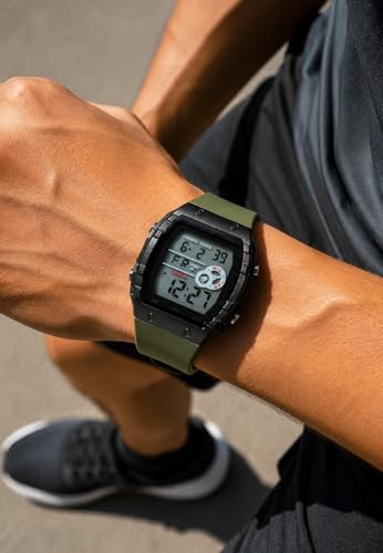 Image of Digital Sport Watch with Alarm, Stopwatch, Day & Calendar, 12 /24 Hour, Luminous, 3 ATM Waterproof